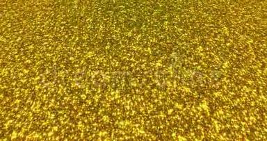 金色闪光的灰尘背景为节日，聚会，活动。 金色魅力纹理循环4k动画。